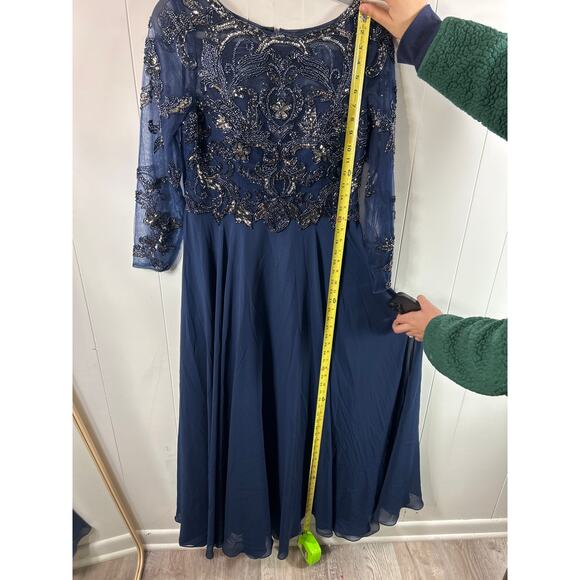 Xscape Navy Long Sleeve Dress - Picture 10 of 10